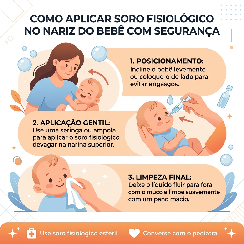 Infográfico: Passo a passo de como fazer a lavagem nasal no bebê com segurança
